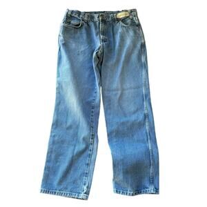 Cintas 394 Denim Distressed Light Wash Straight Leg Work Jeans Men's 34 x 29